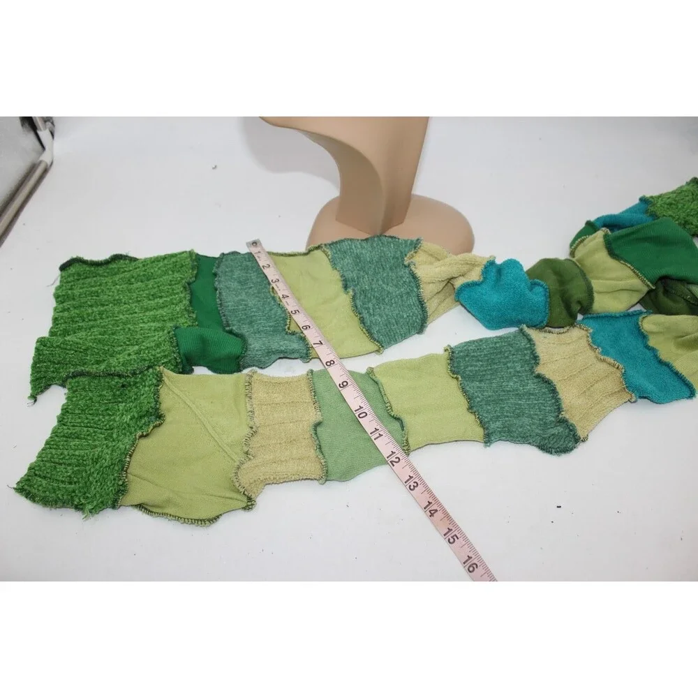Scarf Upcycled Green Teal Sweaters Winter Scarf Soft Warm 8' Long Handmade